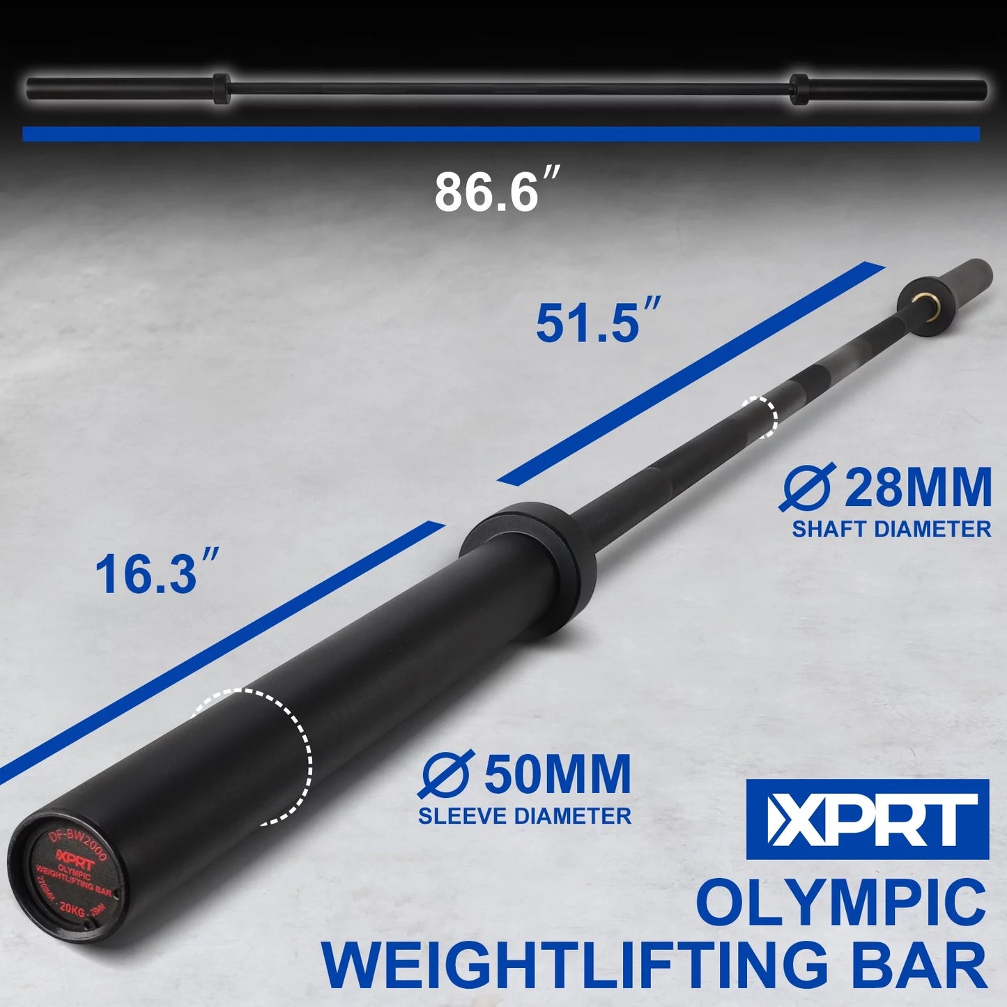 20KG Olympic Weightlifting Bar Rated 1500Lbs Black Zinc